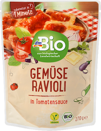 Bio zelenjavni ravioli s paradižnikovo omako dmBio