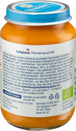 Gemüse Frühkarotten mit Kartoffel ab dem 5. Monat babylove