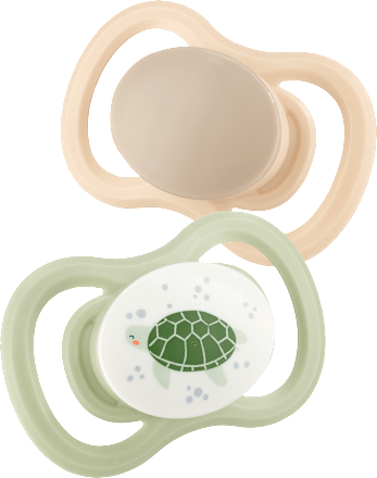 Schnuller Air Silikon anatomisch, braun/grün, Gr.3, ab 16 Monate babylove