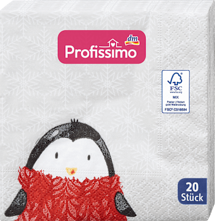 Cocktailservietten "Pinguin mit Muster" (25x25 cm) Profissimo