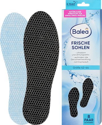 Talpbetét friss illattal, fekete, 42-44, 8 pár Balea