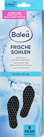 Einlegesohlen Frischesohlen schwarz, Gr. 42-44 (8 Paar) Balea