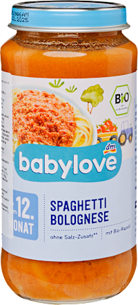Spaghetti bolognese bez dodatku soli** z olejem rzepakowym Bio, od 12. miesiąca babylove