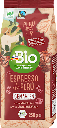 Bio őrölt kávé Espresso de Peru dmBio