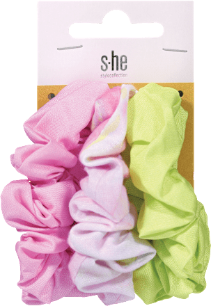 Scrunchie elastike za lase, roza in zelena s-he stylecollection