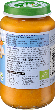 Menü Gemüsereis mit Huhn ab dem 8. Monat dmBio