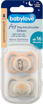 Schnuller Air Nacht Silikon symmetrisch, braun/grau, Gr.3, ab 16 Monate babylove