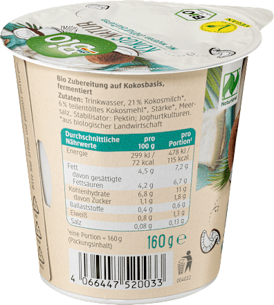 Roślinna alternatywa jogurtu kokos naturalny  dmBio