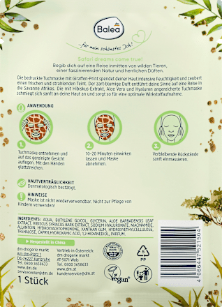 Bedruckte Tuchmaske Giraffe Balea