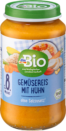 Menü Gemüsereis mit Huhn ab dem 8. Monat dmBio