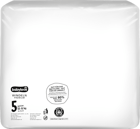 Plienky Premium - veľ. 5 junior (10-16 kg) Monats Pack babylove