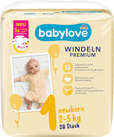 Windeln Premium Gr. 1 Newborn (2-5 kg) babylove