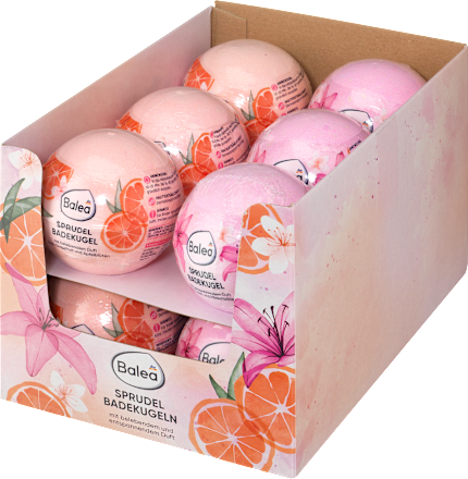 Pezsgő fürdőgolyó grapefruit-almavirág vagy liliom-barackvirág illattal Balea