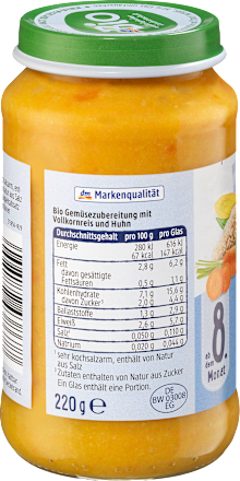 Meniu de orez cu legume și pui 8+ dmBio
