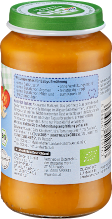 Menü Couscous-Gemüsepfanne, ab dem 8. Monat dmBio