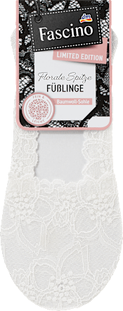 Füßlinge mit Spitze & Baumwoll-Sohle weiß Gr. 39-42 Fascino