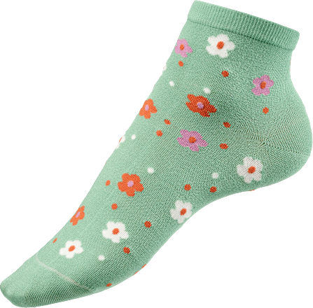 Sneaker Socken mit Blumen-Muster grün Gr. 35-38 Fascino
