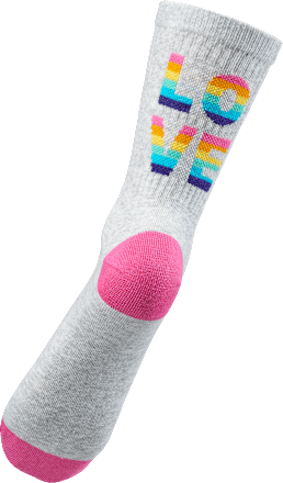 Crew Socken "Love" grau & pink Gr. 35-38 Fascino