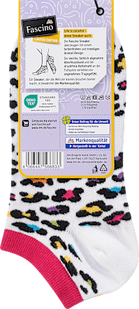 Sneaker Socken mit Leo-Muster weiß & bunt, Gr. 39-42 Fascino