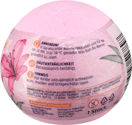 Pezsgő fürdőgolyó grapefruit-almavirág vagy liliom-barackvirág illattal Balea