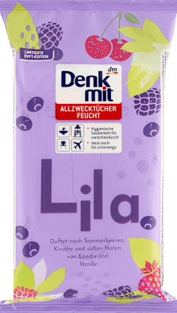Feuchte Allzwecktücher Lila Denkmit