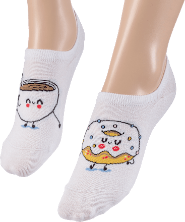 Füßlinge mit Donut-Motiv weiß, Gr. 35-38 Fascino