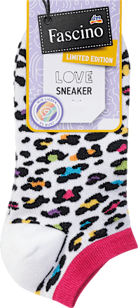 Sneaker Socken mit Leo-Muster weiß & bunt, Gr. 39-42 Fascino