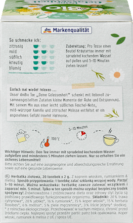 Bylinno-ovocno-koreninový čaj Deine Gelassen-heit fenikel, kamilky & medovka dmBio