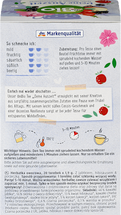 Ovocno-bylinný čaj Deine Auszeit jablko, ibištek & čierne ríbezle dmBio