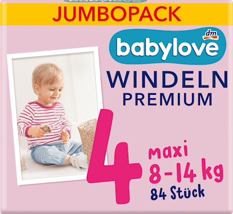 Windeln Premium Gr. 4 Maxi (8-14 kg), Jumbopack babylove
