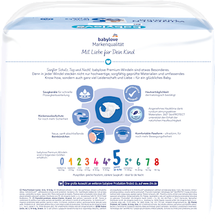 Windeln Premium Gr. 5, Junior,10-16 kg babylove