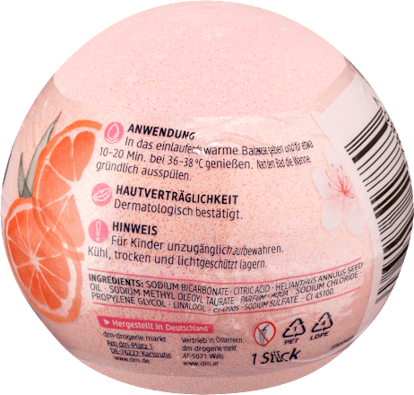 Pezsgő fürdőgolyó grapefruit-almavirág vagy liliom-barackvirág illattal Balea