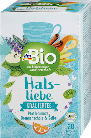 Kräutertee "Halsliebe" mit Pfefferminze, Orangenschale & Salbei (20 Beutel) dmBio
