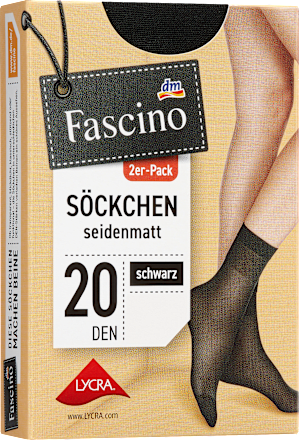 Söckchen seidenmatt schwarz Gr. 39-42, 20 DEN Fascino