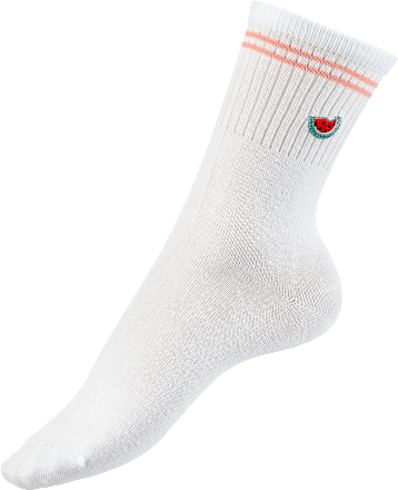 Socken mit Melonen-Stickerei weiß Gr. 39-42 Fascino