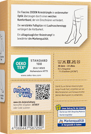 Kniestrümpfe seidenmatt powder Gr. 35-38, 20 DEN Fascino