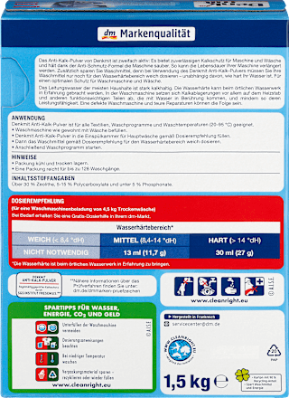 Entkalker Pulver für Waschmaschinen Denkmit