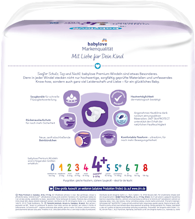 Windeln Premium Gr. 4+, Maxiplus, 9-15 kg babylove