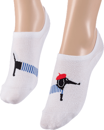 Füßlinge mit Dackel-Motiv weiß, Gr. 39-42 Fascino