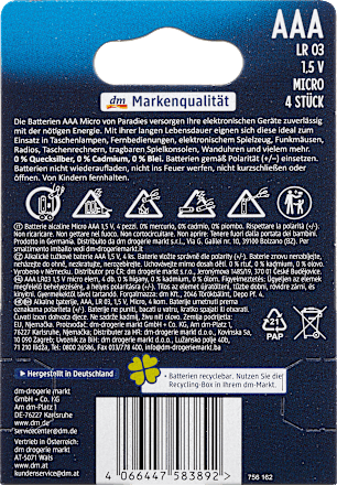 Batterien AAA Power Alkaline Paradies