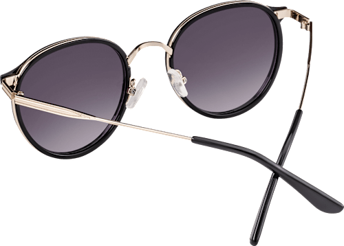 Sonnenbrille Erwachsene mit gold-schwarzen Metallbügeln und schwarz getönten Scheiben SUNDANCE