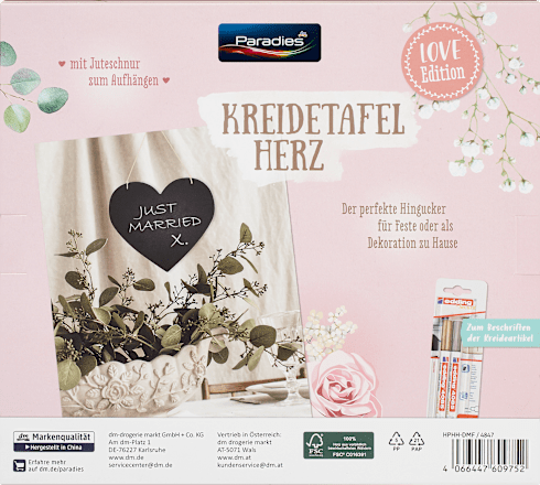 Kreidetafel Hochzeit Paradies