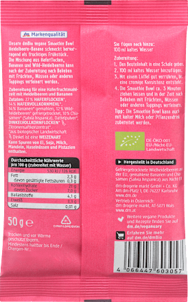 Veganuary Smoothie Bowl Heidelbeere-Banane dmBio