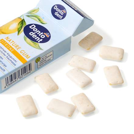 Žvečilni gumiji NATURE GUM. ZITRONE, z okusom limone, s sladili Dontodent