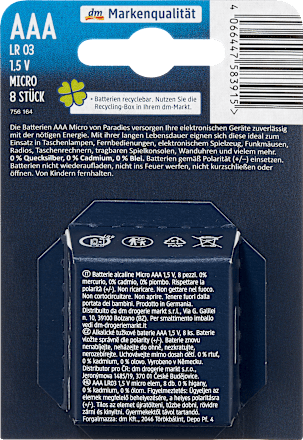 POWER alkalne baterije; Lr 03; 1,5 V; Micro; AAA Paradies