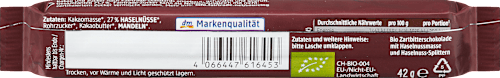 Barretta di cioccolato fondente con nocciole dmBio