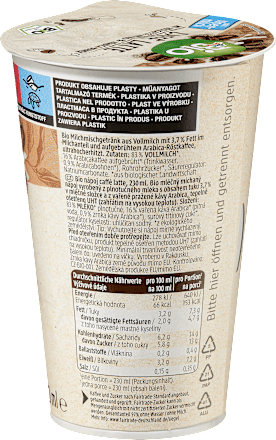 Bio kavni napitek CAFFÈ LATTE dmBio
