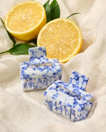 Haarklammer Keramik-Optik blau-weiß ebelin