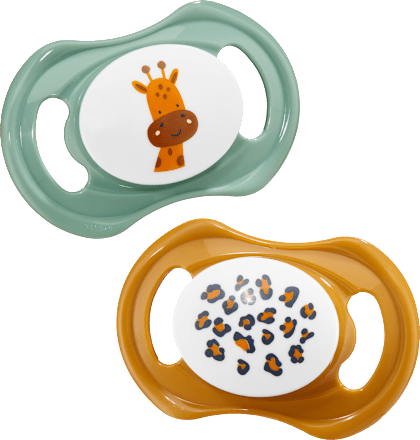 Schnuller Silikon symmetrisch, ocker/mint, 0-6 Monate babylove
