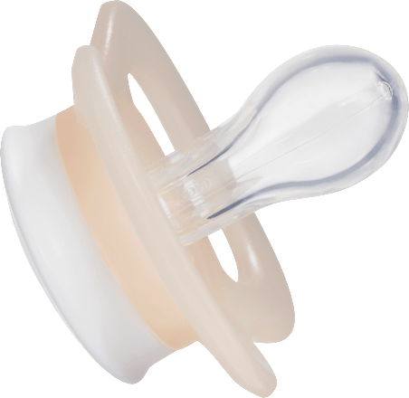 Schnuller für Neugeborene Silikon symmetrisch, blau/creme, 0-2 Monate babylove